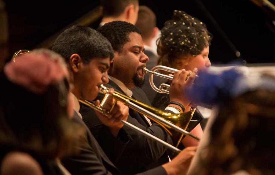 Students performing in a Music Department event