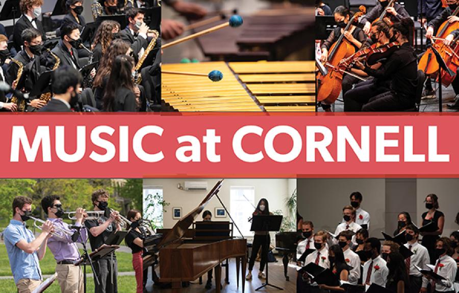 Collage of students performing music