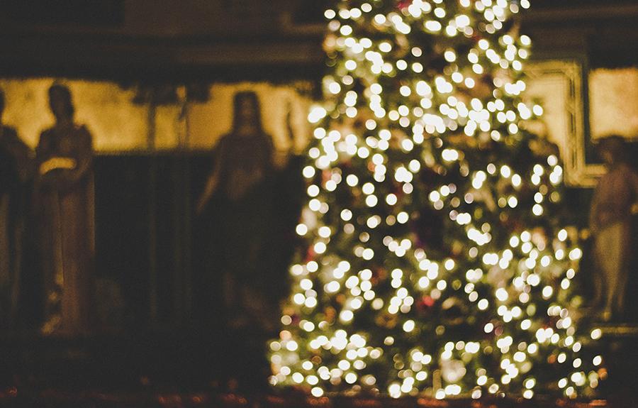 Christmas tree in Sage Chapel