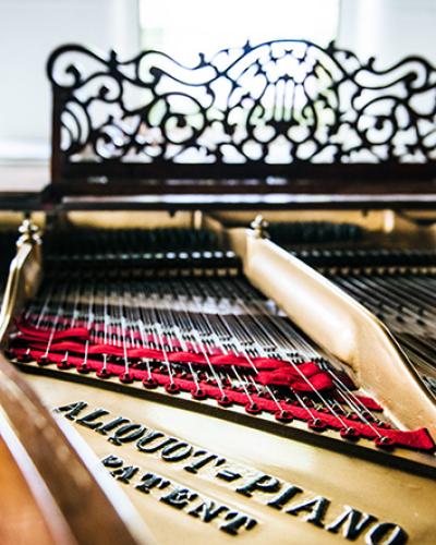Bluthner piano interior strings